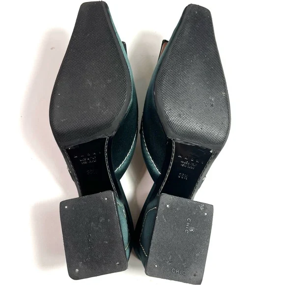 Marni Green Satin Mules Sandals Block Heel Size 38.5 - Picture 8 of 13